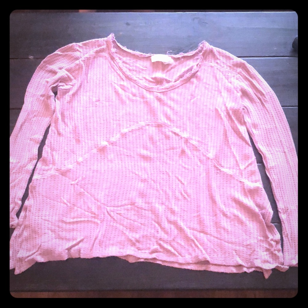 Waffle knit top, purple/pink color